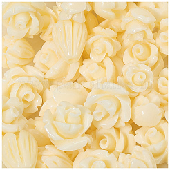 60個 3種類の染色合成サンゴ彫刻ビーズ  DIYのジュエリーには  ジャスミンの花  淡黄色  6~10x6~8mm  穴：1~1.2mm  20個/スタイル&nbsp;CORA-SC0001-09