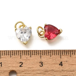 ハート真鍮チャーム  ガラスと  長持ちメッキ  18KGP本金メッキ  12x8.5x3.5mm  穴：3.5mm&nbsp;KK-M295-01G