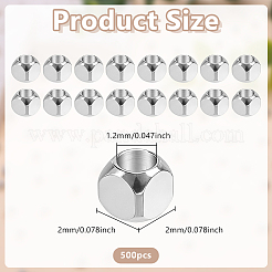 真鍮製スペーサービーズ500個  キューブ  プラチナメッキ  2x2x2mm  穴：1.2mm&nbsp;KK-GO0002-42