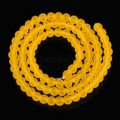 透明ガラスビーズ連売り  艶消し  ラウンド  オレンジ  4~4.5mm  穴：0.8mm  約97~99個/連  14.76インチ〜14.96インチ（37.5~38cm）&nbsp;LS-GLAA-T032-T4mm-MD11