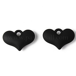 ラバー加工アクリルパーツ  膨らんだ心  ブラック  25x37x10mm  穴：4.5mm&nbsp;X-OACR-N011-012B