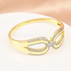 真鍮マイクロパヴェクリアキュービックジルコニアバングル（女性用）  マスク  18KGP本金メッキ  7/8インチ（2.15cm）  内径：2-3/8インチ（5.9cm）&nbsp;BJEW-D368-02G