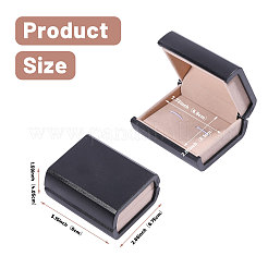 カフスボタン用の本型のプラスチック製ギフト包装箱  ブラック  6.75x8x4.05cm&nbsp;CON-WH0089-189