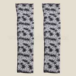 屋外サイクリングポリエステルレーススリーブ  日焼け止めスリーブ  花柄  ブラック  480x110x0.5mm&nbsp;AJEW-WH20067-032B