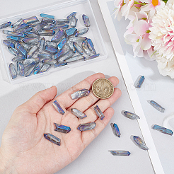 1連売りメッキ天然水晶ビーズ連売り  ナゲット  10~36x4~10x4~10mm  穴：1mm  約75~80個/連  15.7インチ&nbsp;G-OC0002-52C