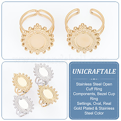 8Pcs 2 Colors 304 Stainless Steel Open Cuff Ring Components&nbsp;STAS-UN0056-94