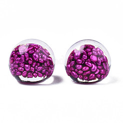 半透明のアクリルカボション  石  ラウンド  赤ミディアム紫  18x15.5~16mm&nbsp;TACR-N006-29B