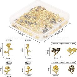 花の合金カボション  ネイルアートの装飾の付属品  diyクリスタルエポキシ樹脂材料充填  カドミウムフリー＆鉛フリー  ゴールデン＆アンティークゴールデン＆シルバー  ミックスカラー  120個/箱&nbsp;MRMJ-OC0001-96-RS