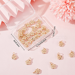 ラックメッキ合金チャーム40個  丸カン付き  長持ちメッキ  カドミウムフリー＆鉛フリー  花のチャーム  14KGP本金メッキ  12x10.5x3.5mm  穴：4mm&nbsp;FIND-BBC0004-44