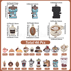 46個の亜鉛合金ペンダント  エナメル  コーヒーチャーム  ミックスカラー  12~38x10.5~25.5x1~2.5mm&nbsp;ENAM-BM0001-40