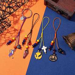 Halloween Synthetic Turquoise & Glass & Polymer Clay & Mobile Straps&nbsp;HJEW-JM01901