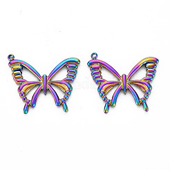 ステンレスペンダント201個  中空  蝶  虹色  22.5x25.5x2mm  穴：1.4mm&nbsp;STAS-S119-061