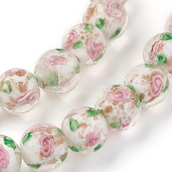 Handmade Gold Sand Lampwork Beads Strands&nbsp;LAMP-P051-D06