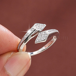 Brass Micro Pave Cubic Zirconia Cuff Open Rings&nbsp;WG5FA2E-02