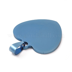 ステンレススチールペンダント  空白タグのスタンプ  ハート  ブルー  26x30x1.5mm  穴：5.5x9.5mm&nbsp;STAS-WH0014-38B