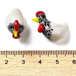 手作りランプワーク家の装飾  ギフト用の3Dオンドリの装飾品  ホワイト  20~21.5x11.5~12x21~22mm&nbsp;LAMP-K039-17