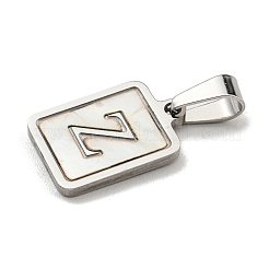 304 Stainless Steel Pave Natural White Shell Pendants&nbsp;STAS-S130-03P-Z