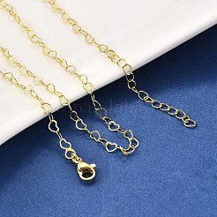 Brass Heart Link Chain Necklaces&nbsp;NJEW-M108-33G