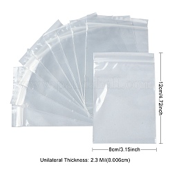 再封可能なプラスチック製包装袋  トップシール  セルフシールバッグ  長方形  透明  12x8x0.012cm  片側の厚さ：2.3ミル（0.06mm）&nbsp;OPP-YW0001-04C