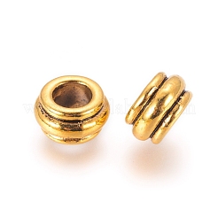 チベット風スペーサービーズ  カドミウムフリー＆鉛フリー  ロンデル  アンティーク黄金  12x7mm  穴：6.5mm&nbsp;GLF10319Y