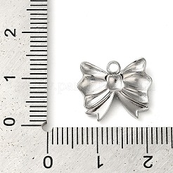 変色しない304ステンレススチールペンダント  ちょう結びチャーム  ステンレス鋼色  12.5x15.5x2.5mm  穴：2mm&nbsp;STAS-Z074-02P-06