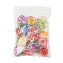 20Pcs 10 Styles Cherry/Pear/Lemon/Grape/Blueberry/Peach/Apple/Watermelon/Fruit Transparent Epoxy Resin Decoden Cabochons&nbsp;RESI-FS0001-93