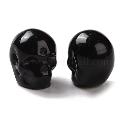 天然なオブシディアンのビーズ  ハロウィンの頭蓋骨  11~11.5x8.5~9x11~11.5mm  穴：0.9~1mm&nbsp;G-C038-01I