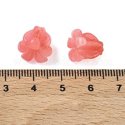 合成サンゴ刻まれたビーズ  染め  花  鮭色  12x12.5x11.5mm  穴：1.4mm&nbsp;CORA-K010-01K