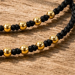 Round Brass Braided Bead Bracelet Sets for Women Men&nbsp;TE5928-1