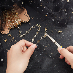 2M Brass Star Link Chains&nbsp;DIY-CA0002-11