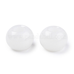 ガラスヨーロピアンビーズ  大穴ビーズ  ロンデル  ホワイト  14~15x10.5mm  穴：5.5~6mm&nbsp;GDA006-13