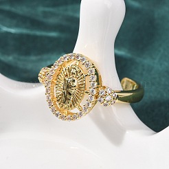 Religion Brass Micro Pave Cubic Zirconia Cuff Open Rings&nbsp;RJEW-F204-06G