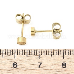 304ステンレススチールスタッドピアス金具  ピアスキャッチとカン付き  ゴールドカラー  4x13.5mm  穴：3.5mm  ピン：0.8mm&nbsp;STAS-V003-09G-04