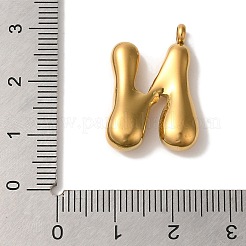 イオンプレーティング（IP）304ステンレスペンダント  バルーンレターチャーム  ゴールドカラー  文字N  24x16.5x6mm  穴：2mm&nbsp;X-STAS-M017-08G-15