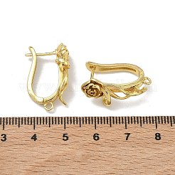真鍮製のピアスパーツ  花バラ  カドミウムフリー＆鉛フリー  ラックめっき  長持ちメッキ  ループでラッチバック  ゴールドカラー  22.5x15x11mm  穴：1.6mm  ピン：1mm&nbsp;KK-D226-09G