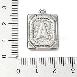 変色防止304ステンレススチールペンダント  文字チャーム付きの長方形  文字a  24.5x18x3mm  穴：1.8mm&nbsp;STAS-U033-01P-A