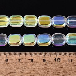 電気メッキ透明ガラスビーズ連売り  長方形  ABカラーメッキ  クリアAB  11~12x9.5~10x4.5~5mm  穴：0.9~1mm  約49~50個/連  22.64~23.03インチ（57.5~58.5cm）&nbsp;EGLA-N057-10A-01
