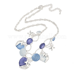 Summer Beach Alloy Colorful Enamel Starfish & Shell Bib Necklaces&nbsp;NJEW-B113-01