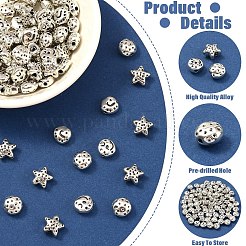 90Pcs 3 Styles Tibetan Style Alloy Beads&nbsp;FIND-YW0012-95