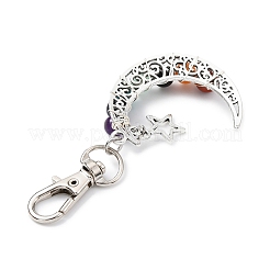 Wire Wrapped Chakra Synthetic & Natural Mixed Stone & Alloy Moon Pendant Decorations&nbsp;HJEW-JM01576-01