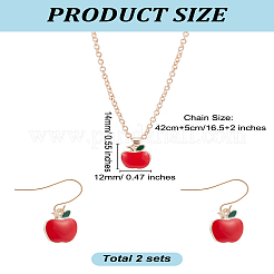 アップル合金エナメルダングルイヤリング＆ペンダントネックレス2セット  女性のためのジュエリーセット  ゴールドカラー  420mm&nbsp;SJEW-LP0001-01