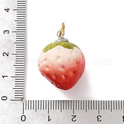 304ステンレススチールエナメルペンダント  3Dイチゴチャーム  ゴールドカラー  24x19.5x18.5mm  穴：5mm&nbsp;STAS-A152-04G