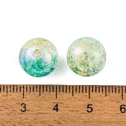 UVメッキ 虹色 アクリル クラックル ビーズ  ラウンド  アクアマリン  12mm  穴：2.2mm&nbsp;PACR-C009-02C