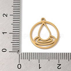 304ステンレスペンダント  レーザー切断  水の要素のシンボルチャーム  18KGP本金メッキ  17x15x1mm  穴：1mm&nbsp;STAS-U010-06G