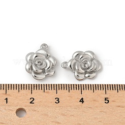 304ステンレスペンダント  花バラ  ステンレス鋼色  16.5x12.5x4.5mm  穴：1.2mm&nbsp;STAS-L022-532P