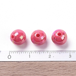 環境に優しいポリスチレンアクリルビーズ  ABカラーメッキ  ラウンド  フクシア  8mm  穴：1mm  約2000個/500g&nbsp;PL425-7