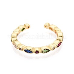Brass Micro Pave Cubic Zirconia Cuff Rings for Women&nbsp;KK-T071-68G