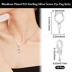 10Pcs 925 Sterling Silver Screw Eye Peg Bails&nbsp;STER-BBC0008-51P