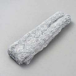 10ヤードのスパークルポリエステル菱形レーストリム  プラスチックスパンコール付き  銀  2-3/8インチ（61mm）  約10.00ヤード（9.14m）/ロール&nbsp;OCOR-WH20022-025B