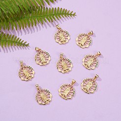 10Pcs Rack Plating Brass Micro Pave Cubic Zirconia Pendants&nbsp;KK-SZ0001-78